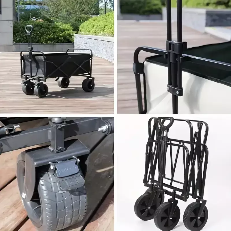 Carro Plegable de Carga 150L Estructura Acero Tela Oxford Ruedas Todo Terreno  -5