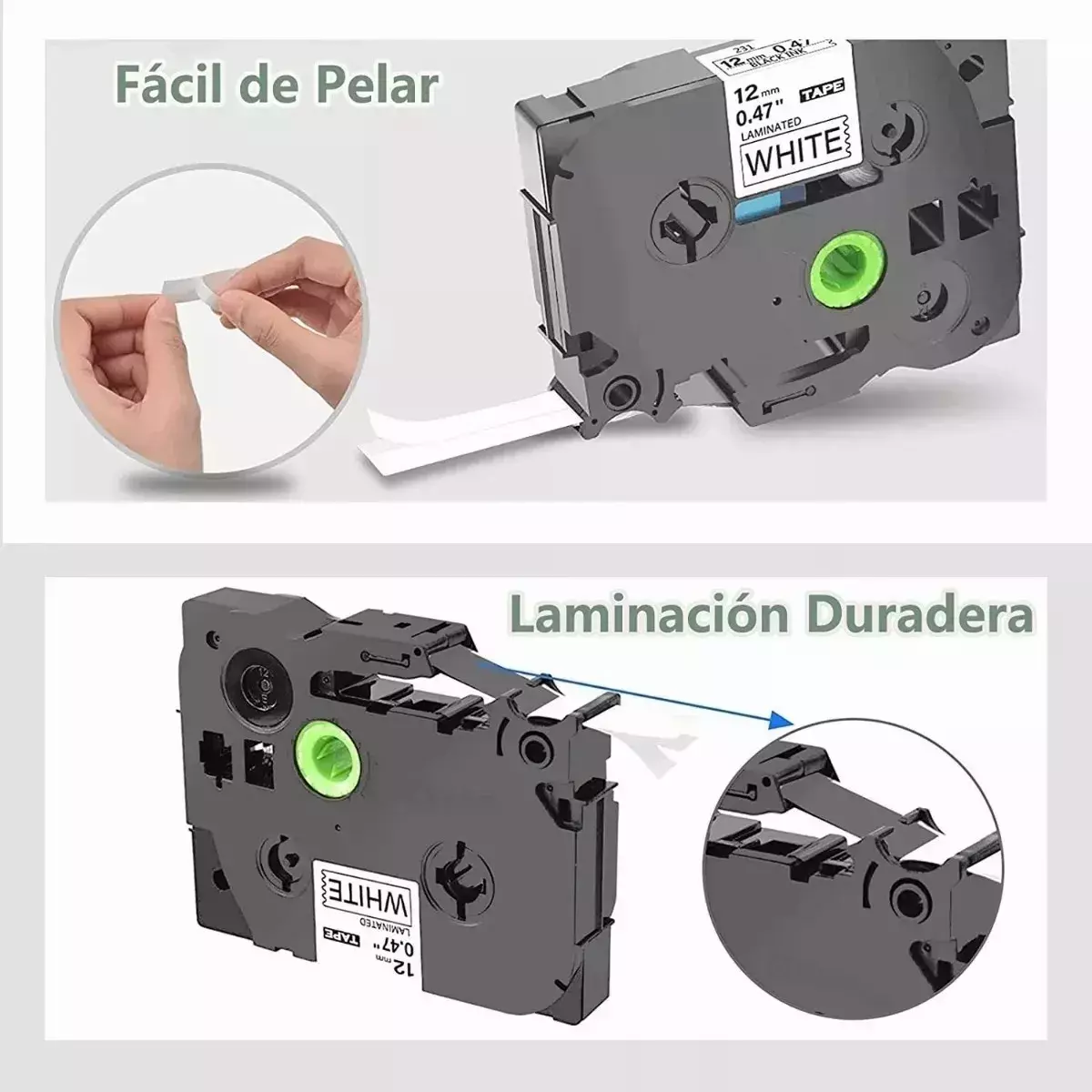 Cinta Laminada 12mm Compatibles Brother TZe 6 Colores-6