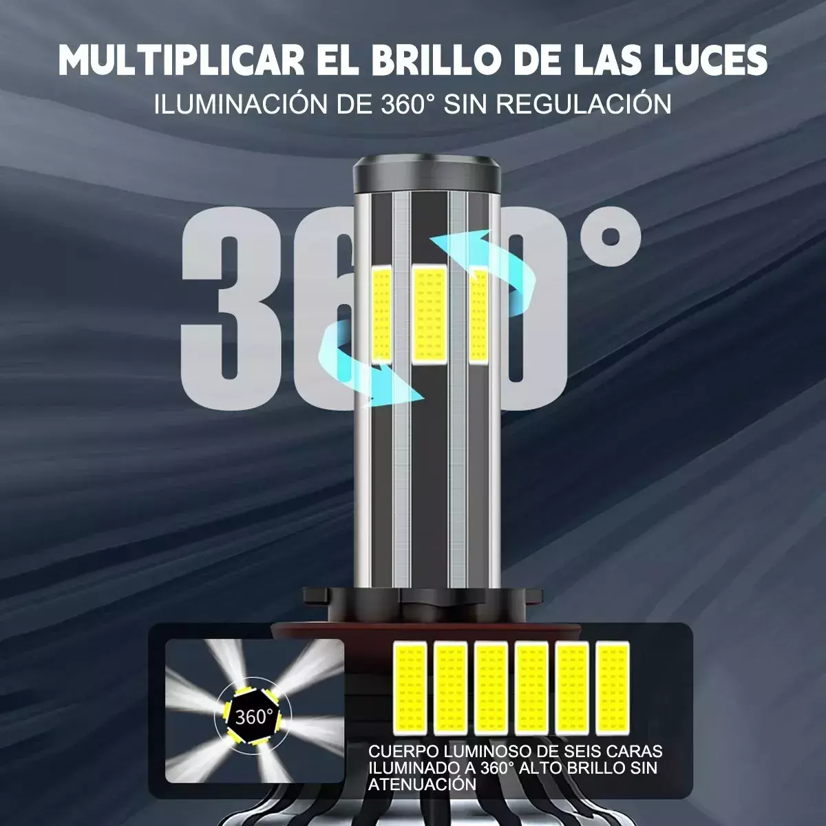 Bombilla LED Para Faros 200W 6000K IP67 Rotación 360° Universal-3
