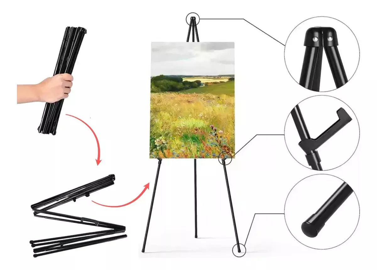 Caballete Plegable Ajustable Metal Negro 160 cm-3