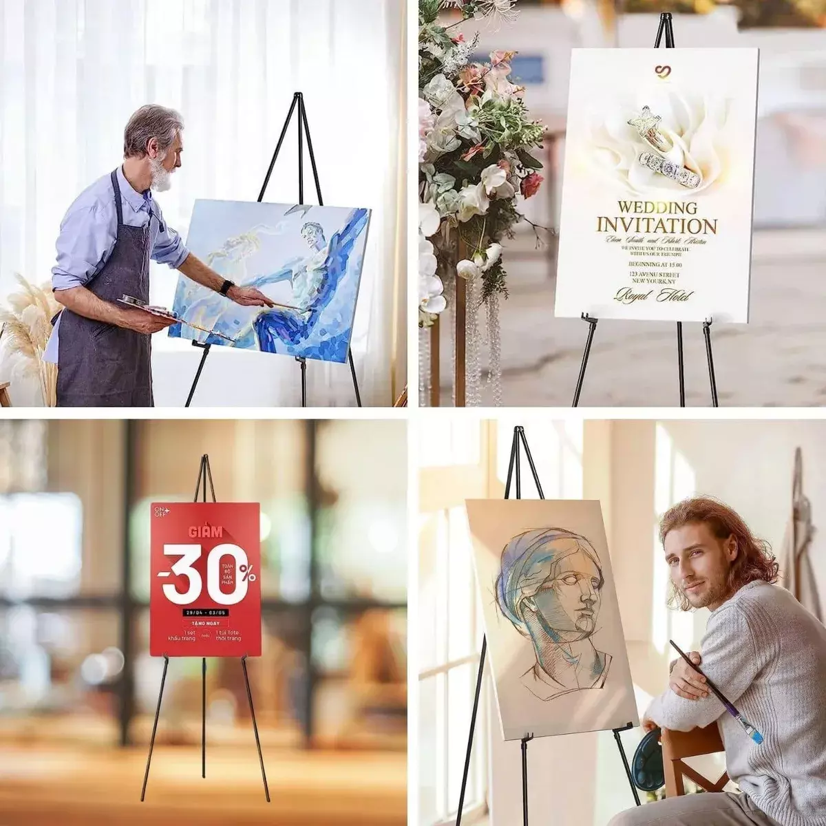 Caballete Plegable Ajustable Metal Negro 160 cm-7