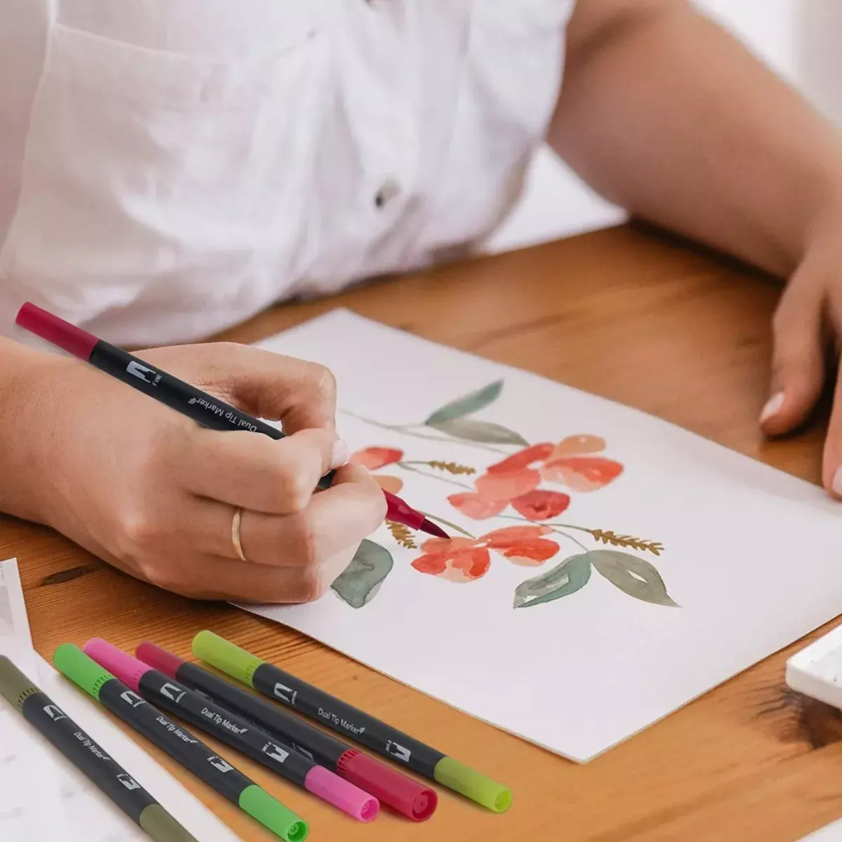 Marcadores de Doble Punta 120 Colores Tinta a Base de Agua -2