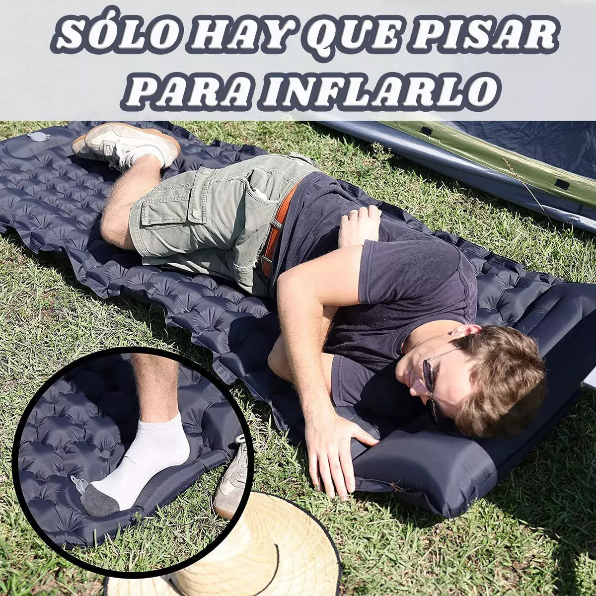 Colchón Inflable Portátil Nylon 40D Impermeable Camping Compacto-2