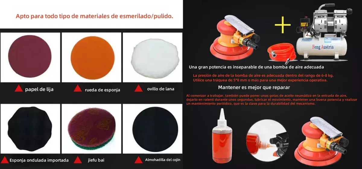Lijadora Neumática Orbital 5 mm Rectificado Descentrado-5