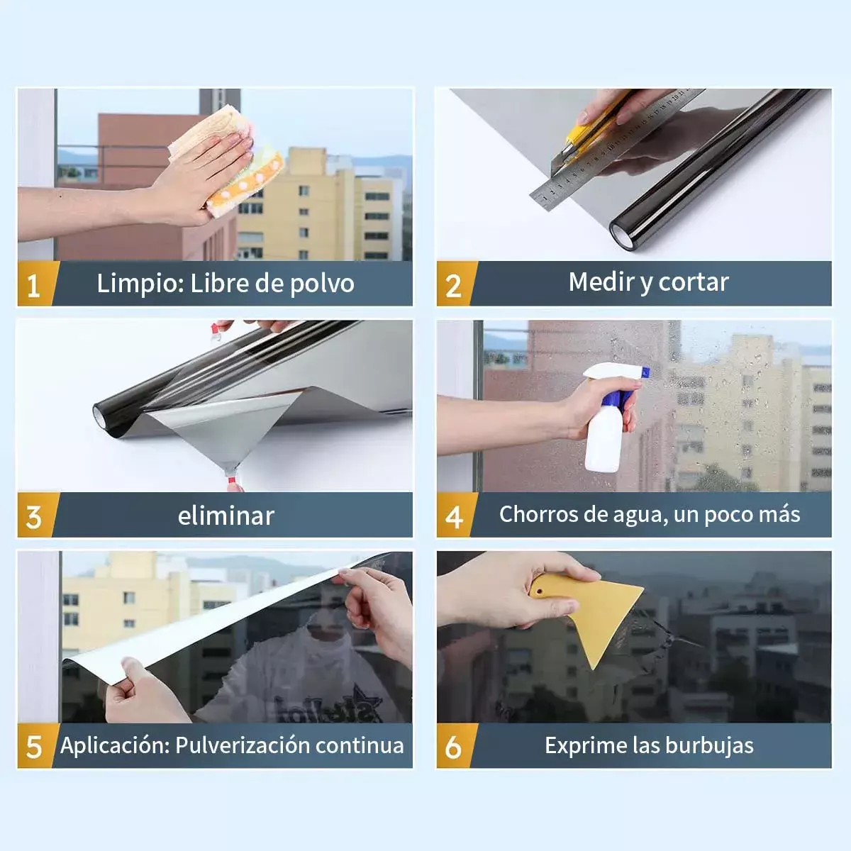 Lámina de Control Solar Ventanas Reflectante Unidireccional Adhesiva-3