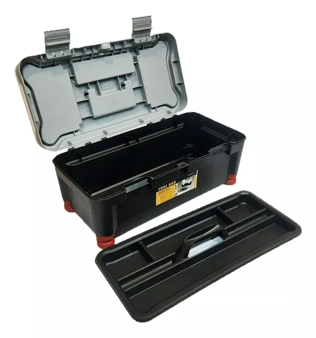 Caja De Herramientas Plástica Con Bandeja Interior Negra -2