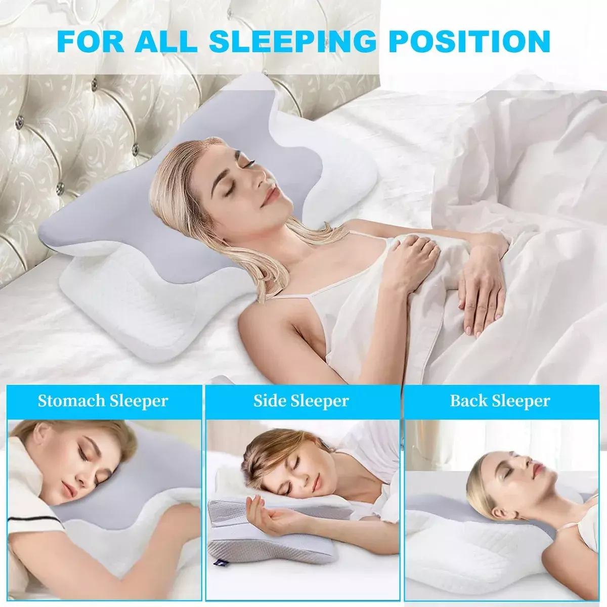 Almohada Ergonómica Multifunción Espuma Viscoelástica Transpirable-2