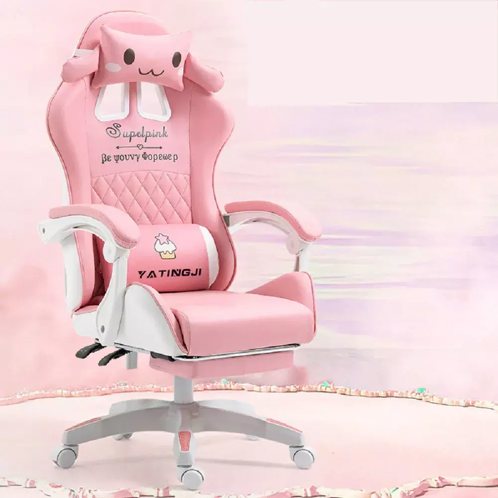 Silla Gamer Ergonómica Infantil Ajustable Rosa-2