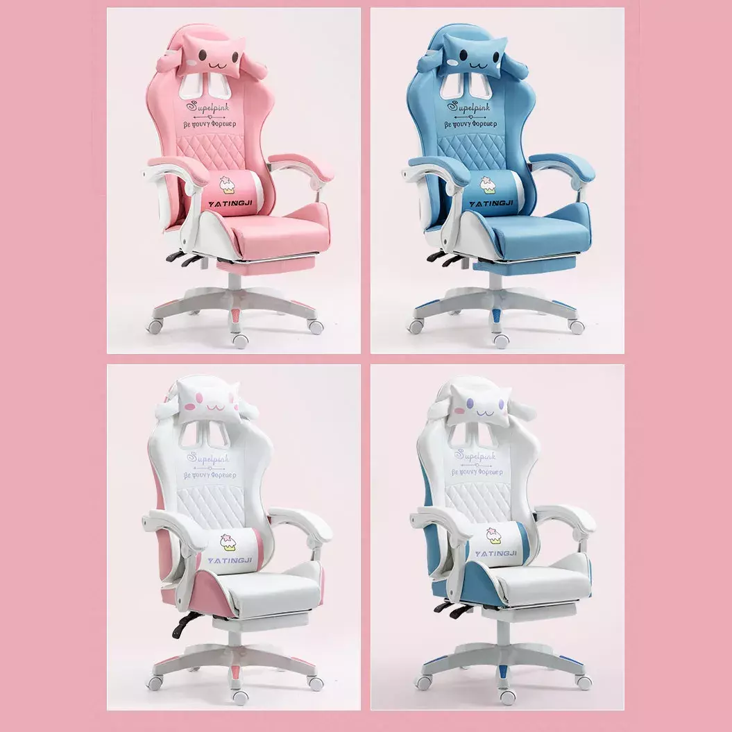 Silla Gamer Ergonómica Infantil Ajustable Rosa-4