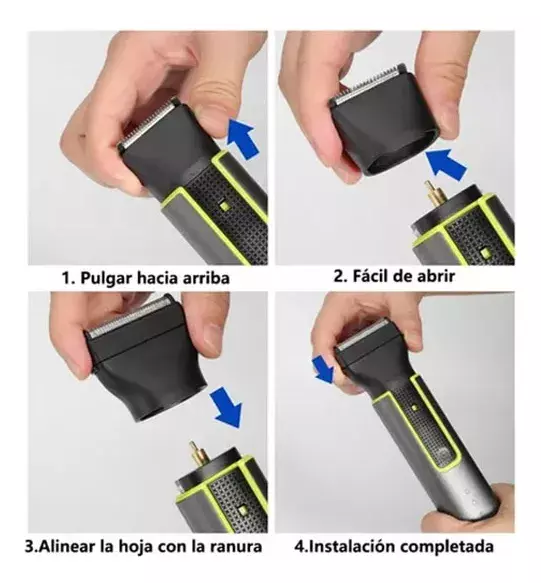 Recortadora de Barba Ajustable IPX5 Acero Inoxidable Cuchillas Reemplazables-8