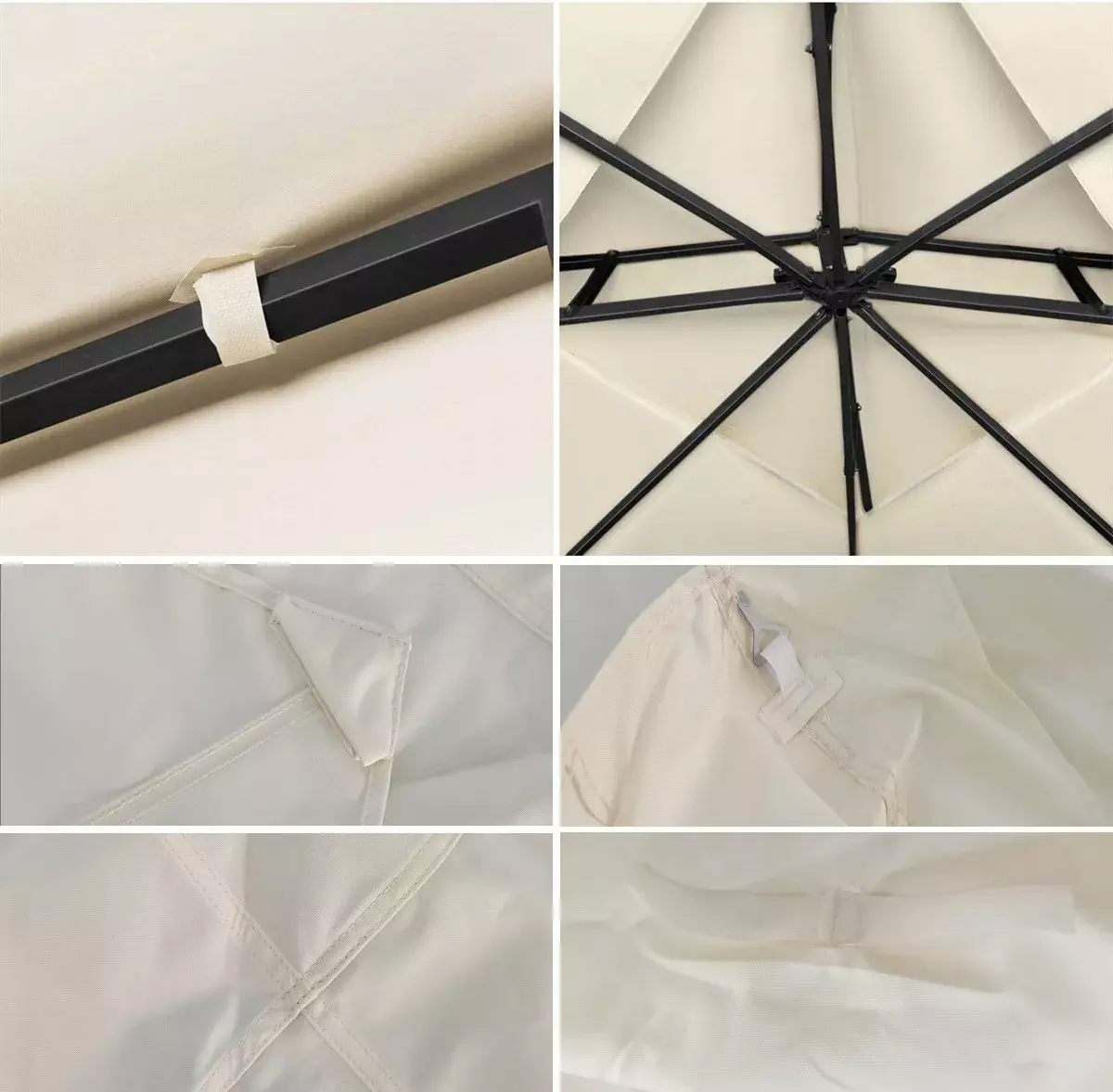 Toldo Reemplazo Techo Exterior Poliéster Beige Impermeable Anti-UV-3