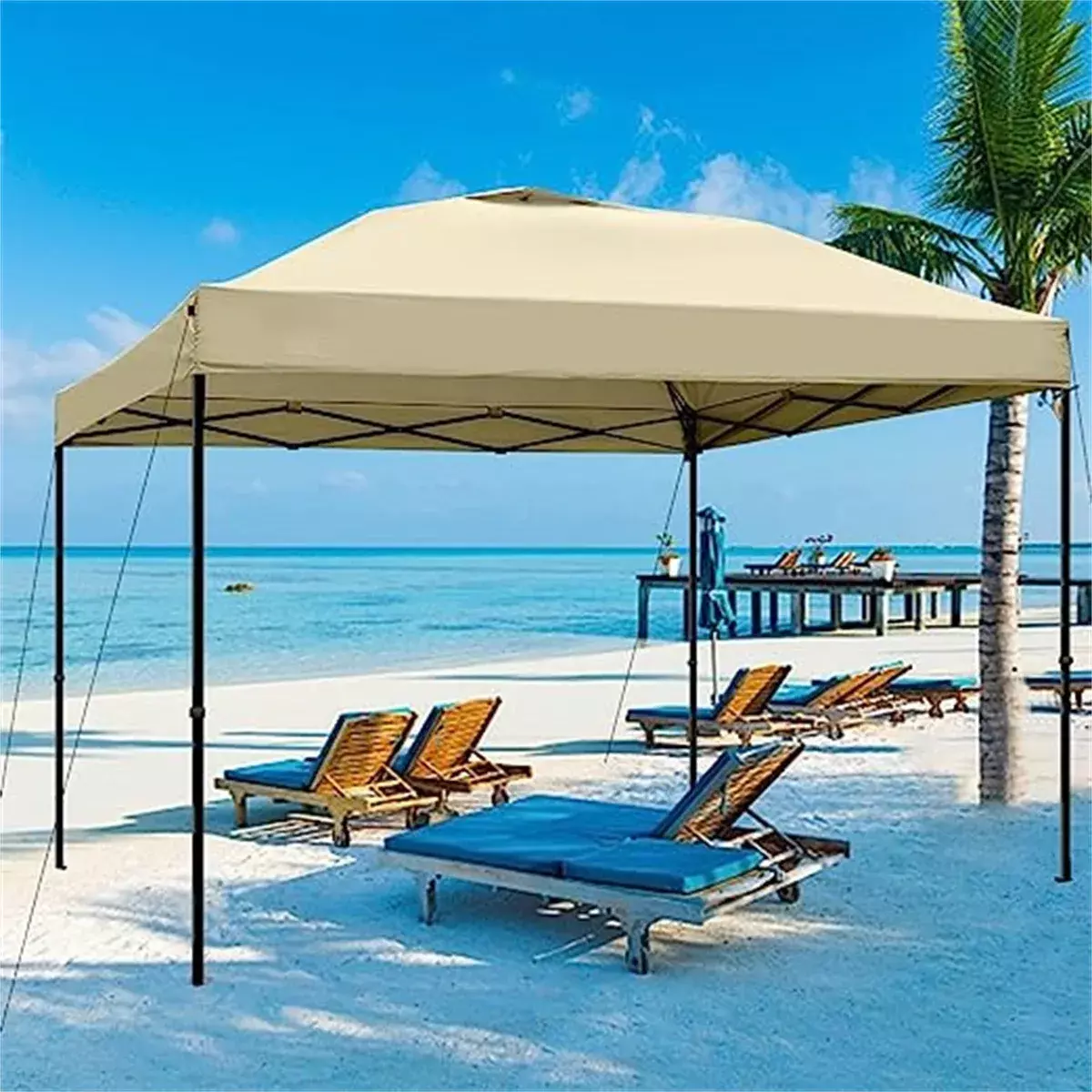 Toldo Reemplazo Techo Exterior Poliéster Beige Impermeable Anti-UV-8