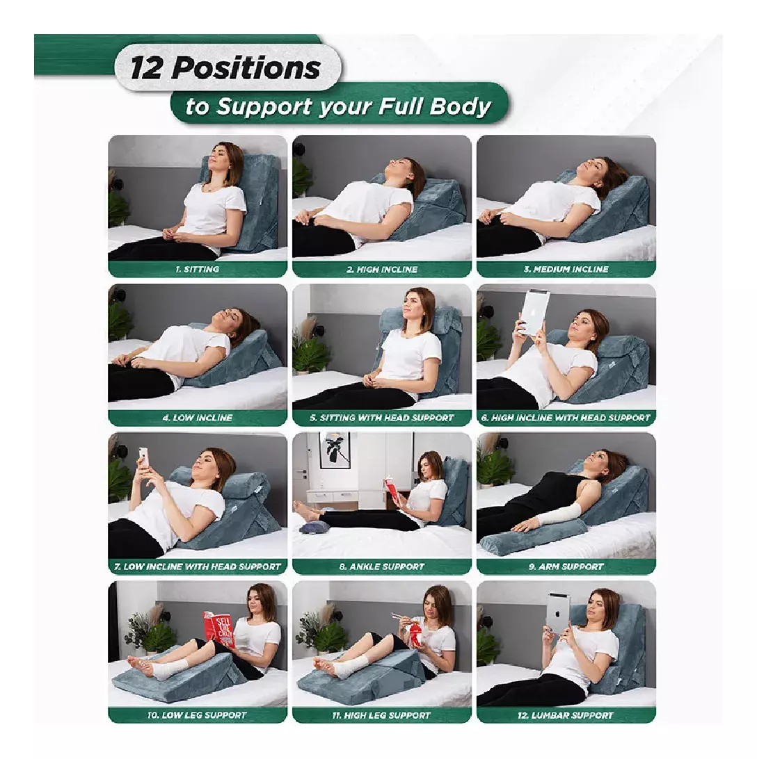 Cojín en Cuña Multifuncional Ajustable con Funda Removible Lavable-7