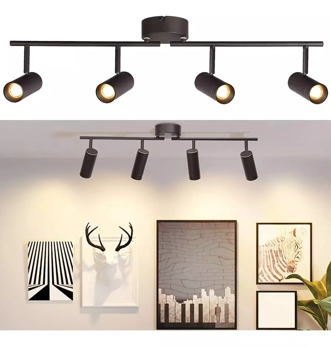 Lámpara de Techo LED Ajustable Negro 4 Focos GU10-8