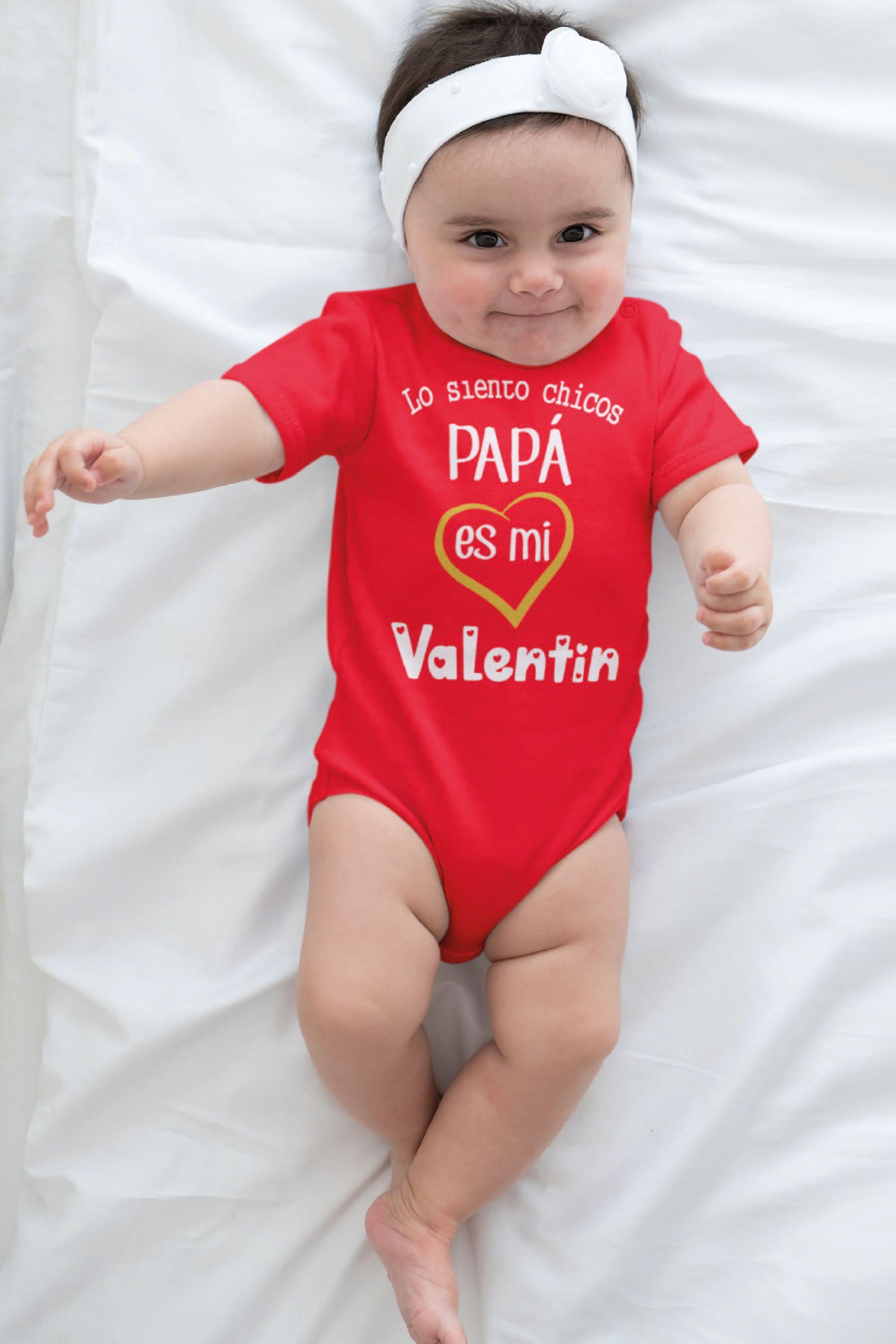 PILUCHOS BODY DE BEBE SAN VALENTÍN DÍA DE LOS ENAMORADOS PAPÁ ES MI VALENTÍN-0