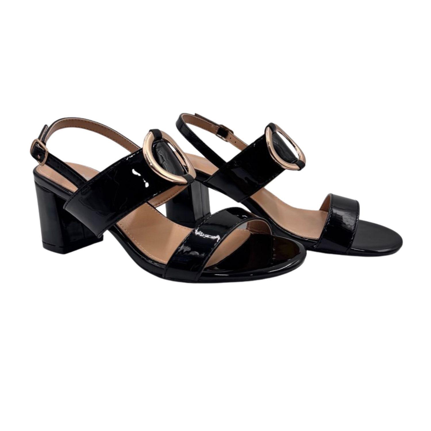 Sandalia Charol Mujer Taco Cono -3