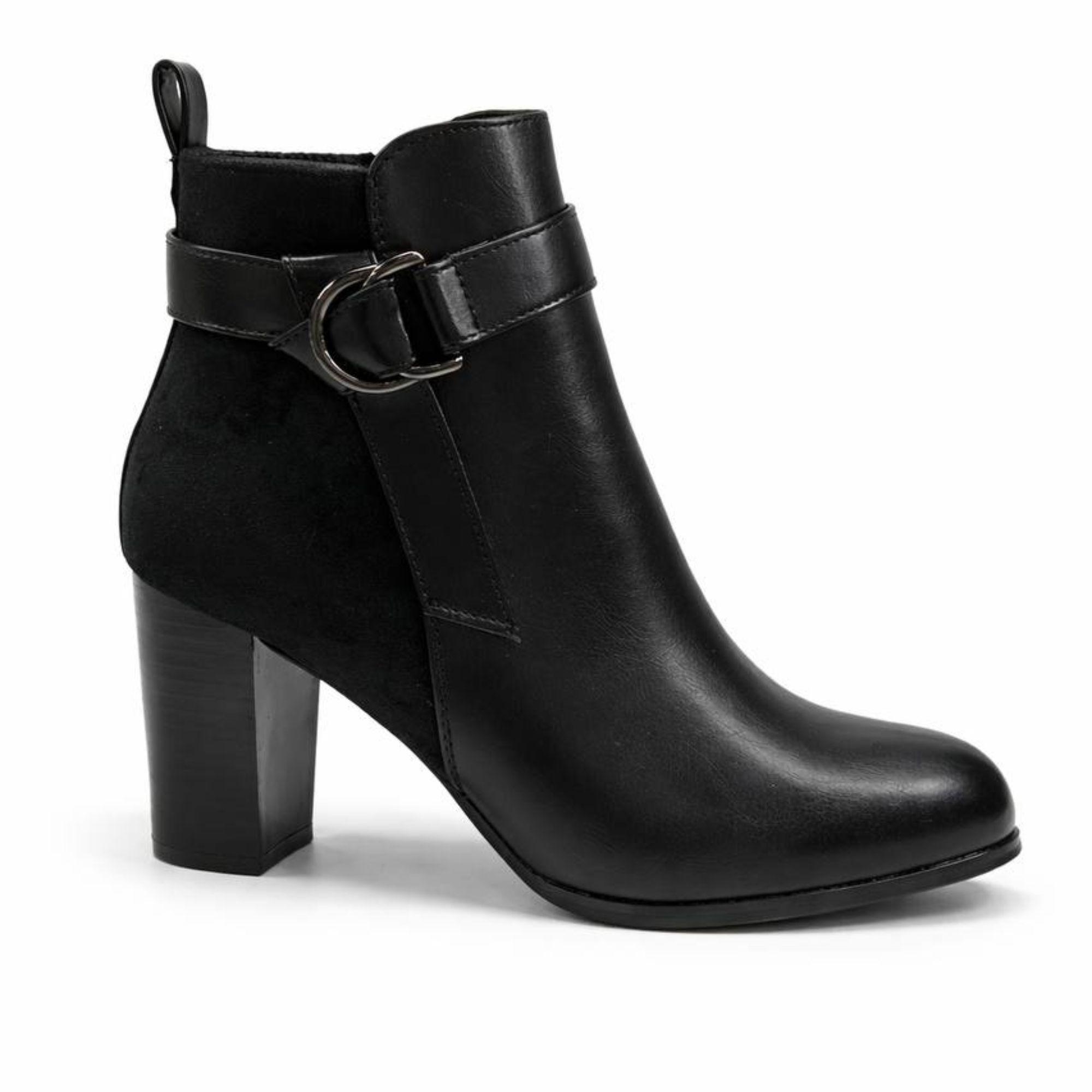 Botin Negro Mujer Taco Alto Elegante-0
