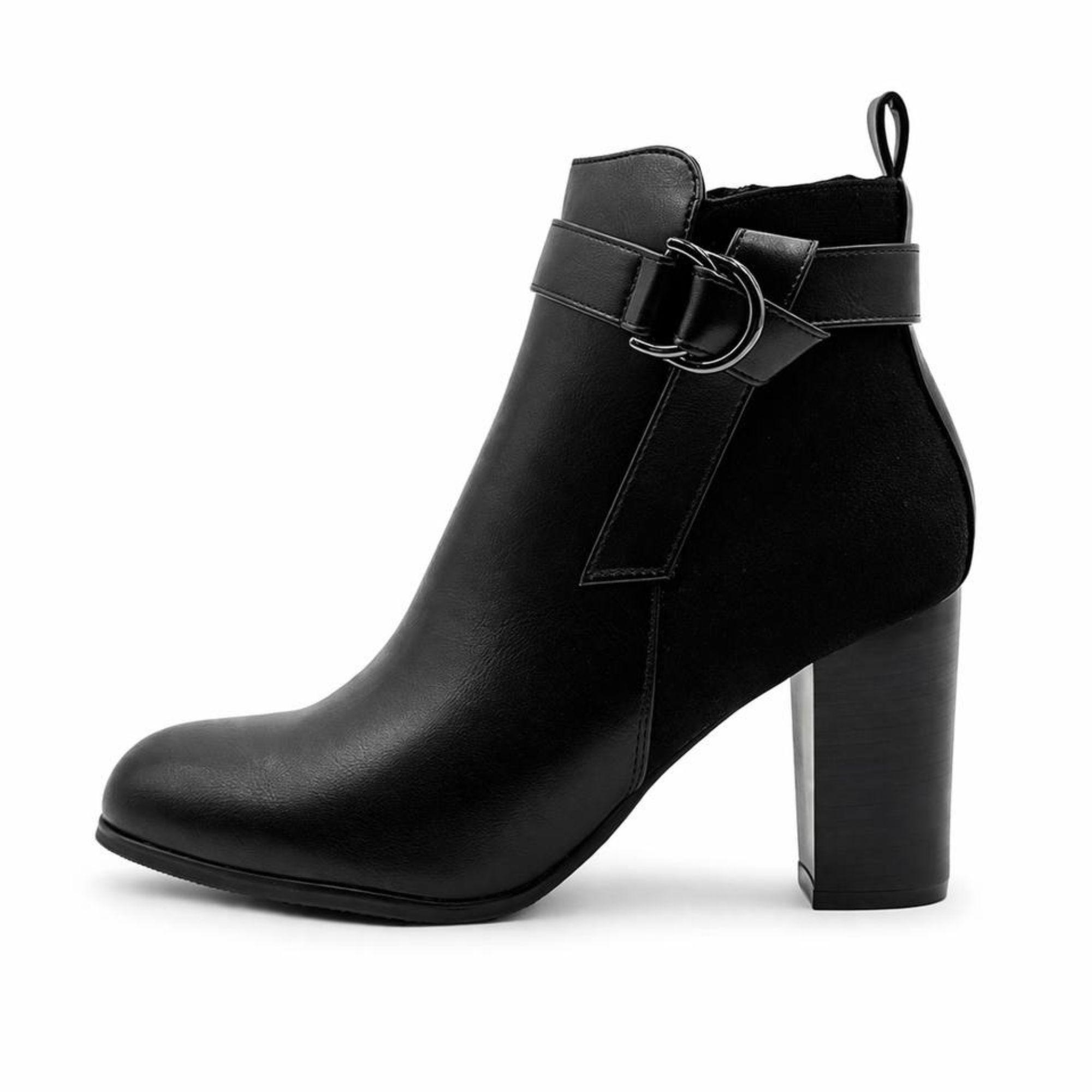 Botin Negro Mujer Taco Alto Elegante-4