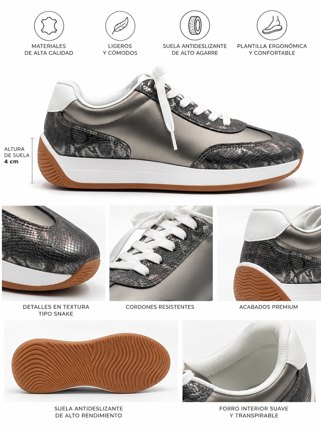 Zapatillas Mujer Plataforma C modas Estilo Urbano-6