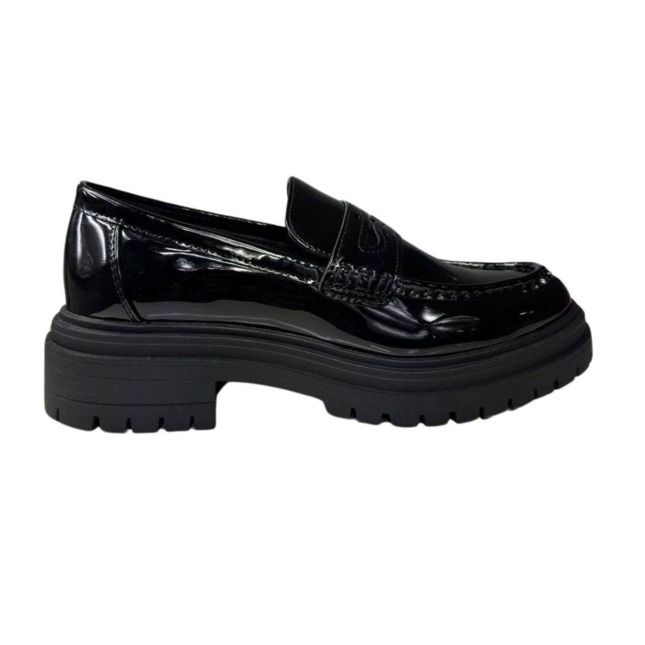 Mocasines Negros Charol De Mujer-0