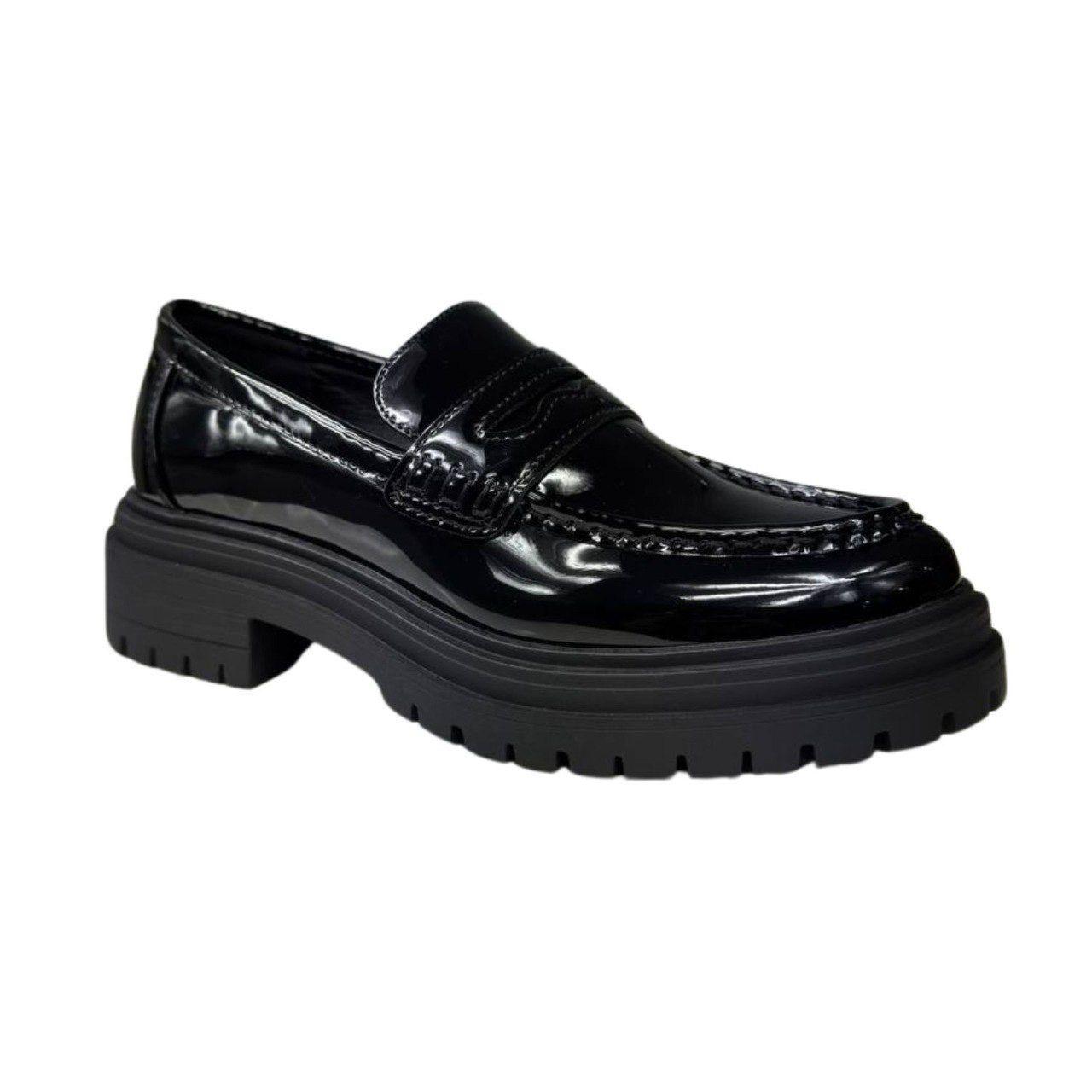 Mocasines Negros Charol De Mujer-1