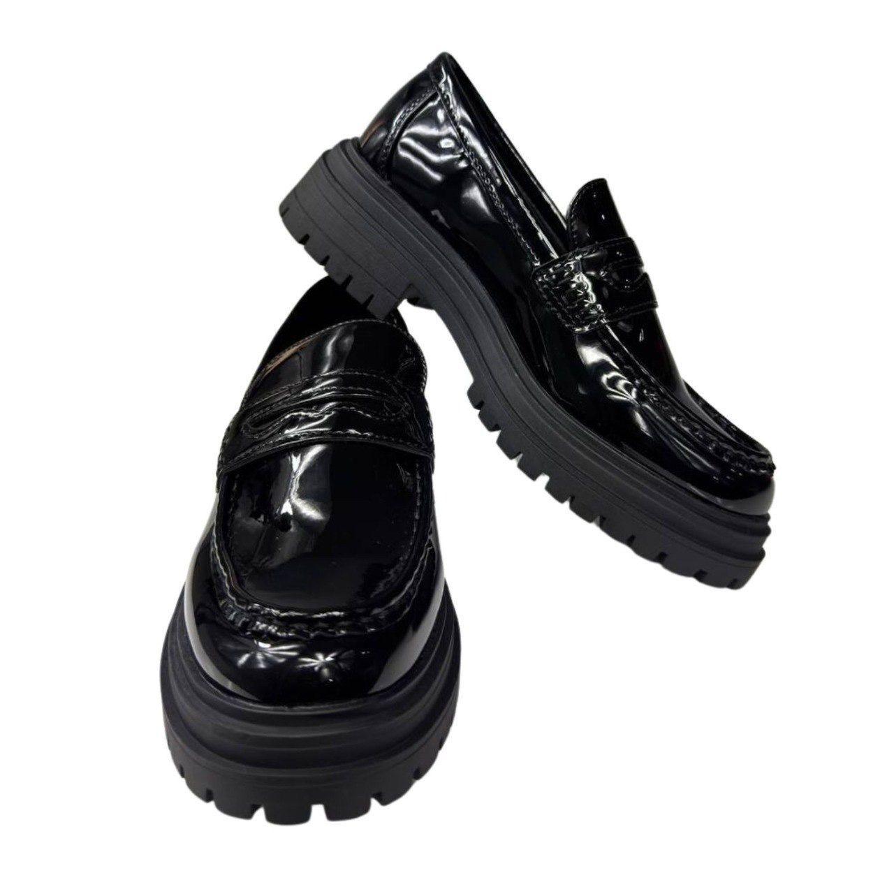 Mocasines Negros Charol De Mujer-4