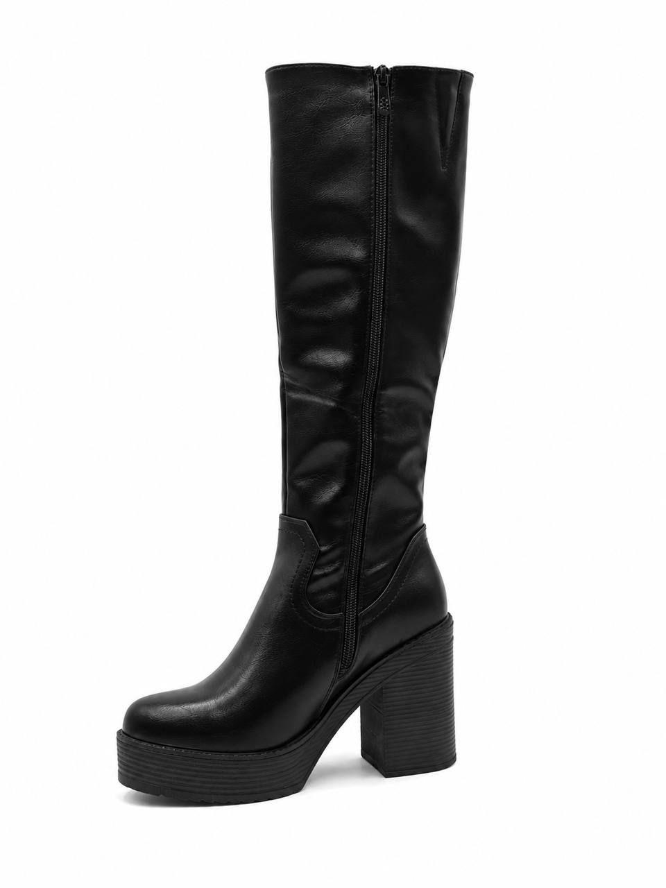 Bota Negra Taco Alto Mujer-2
