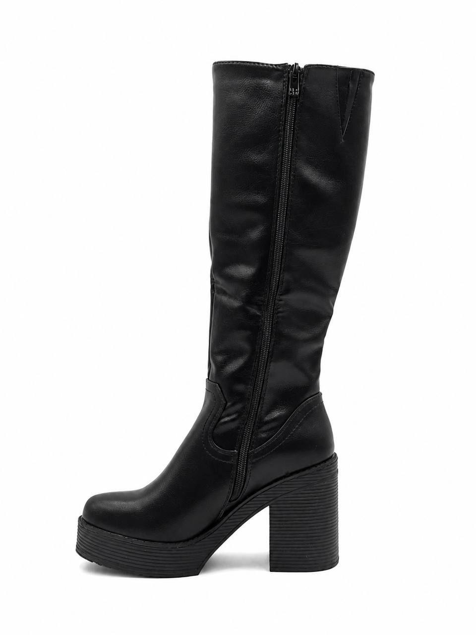 Bota Negra Taco Alto Mujer-3