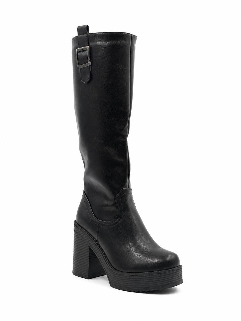 Bota Negra Taco Alto Mujer-4