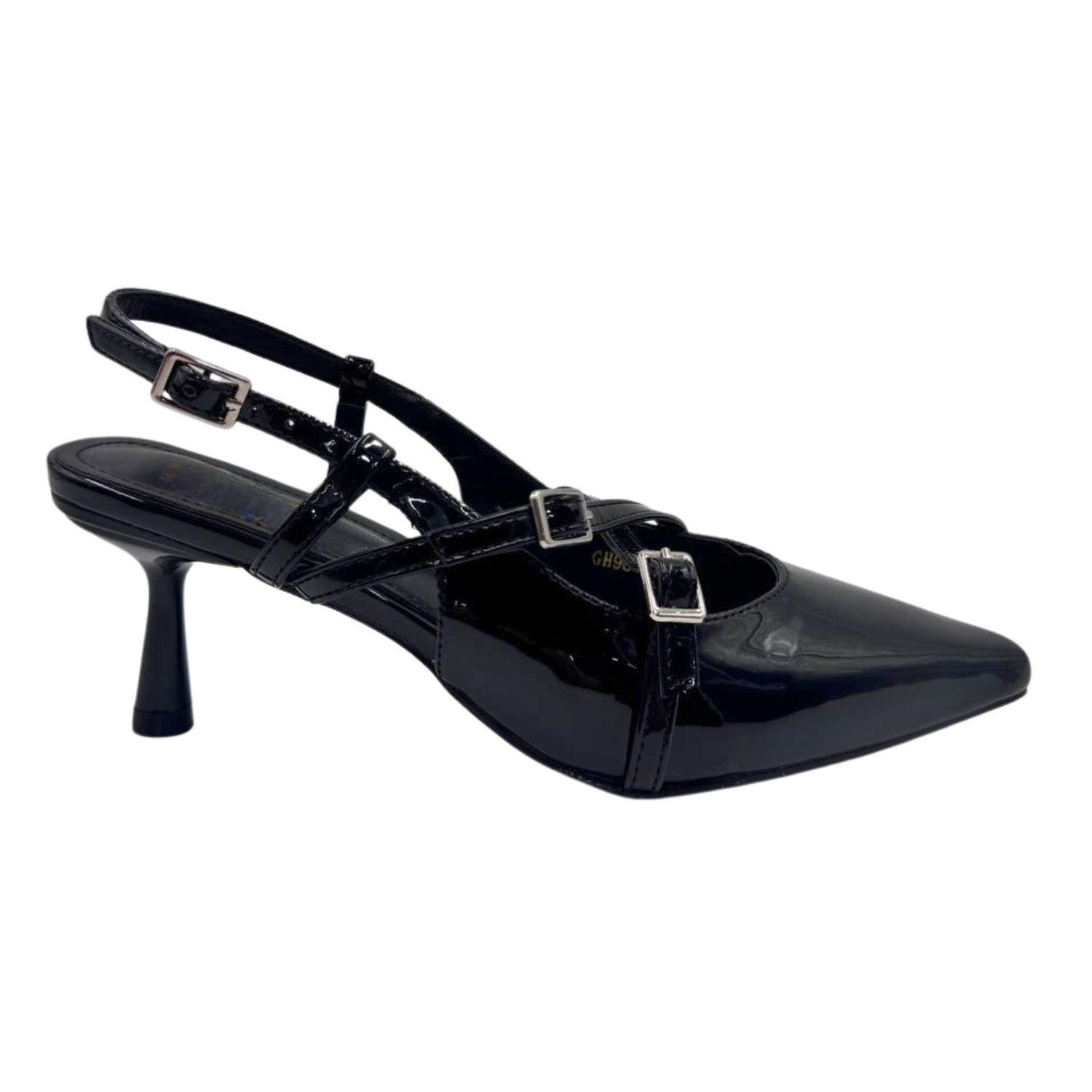 Tacones de charol con correa y hebilla-0