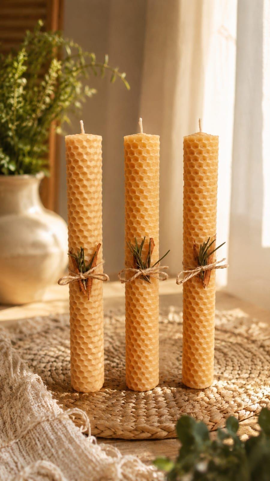 Kit 3 Velas de Miel Artesanales 21 cm-0