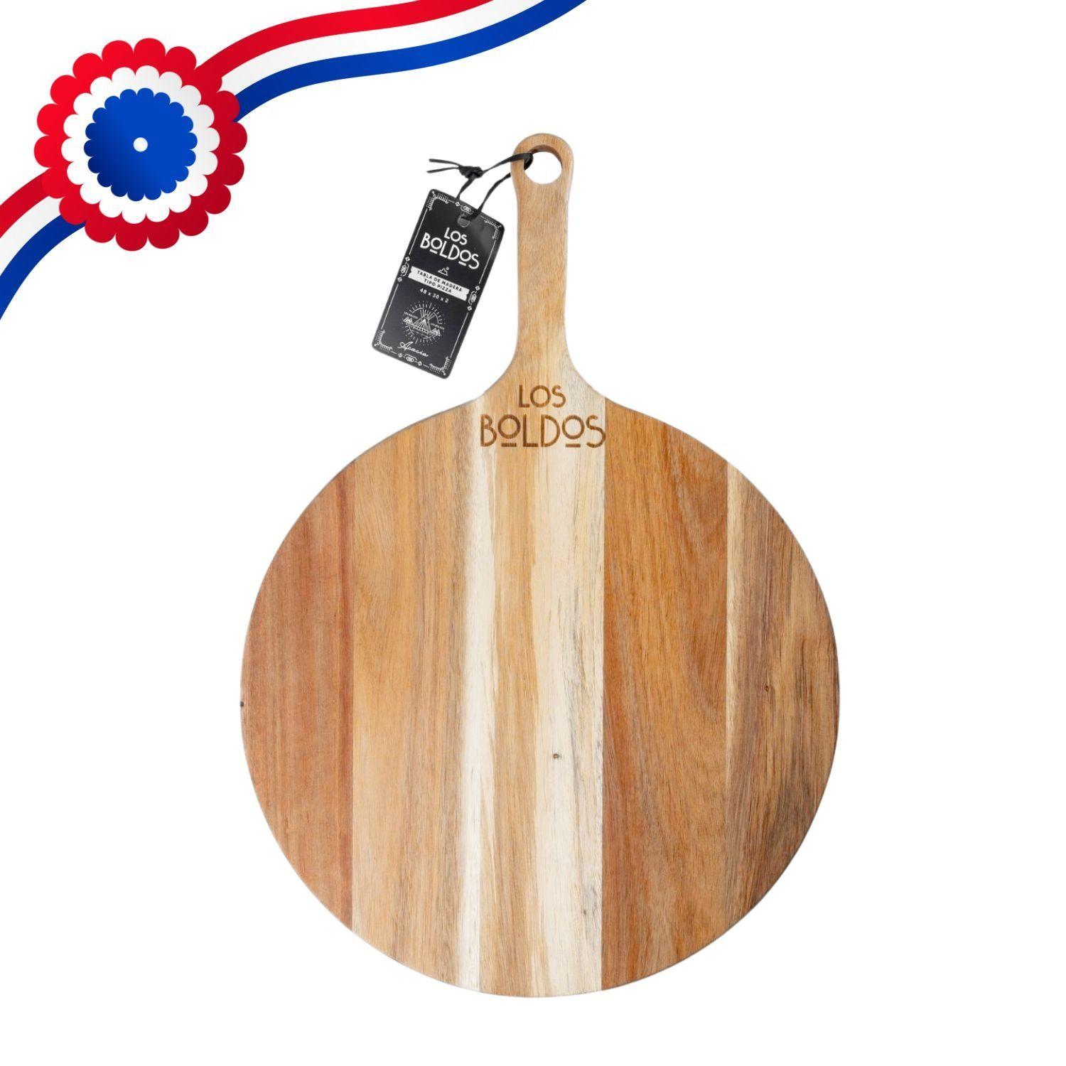Tabla Para Pizza Madera Acacia 35cm Cocina Masas Redonda-3