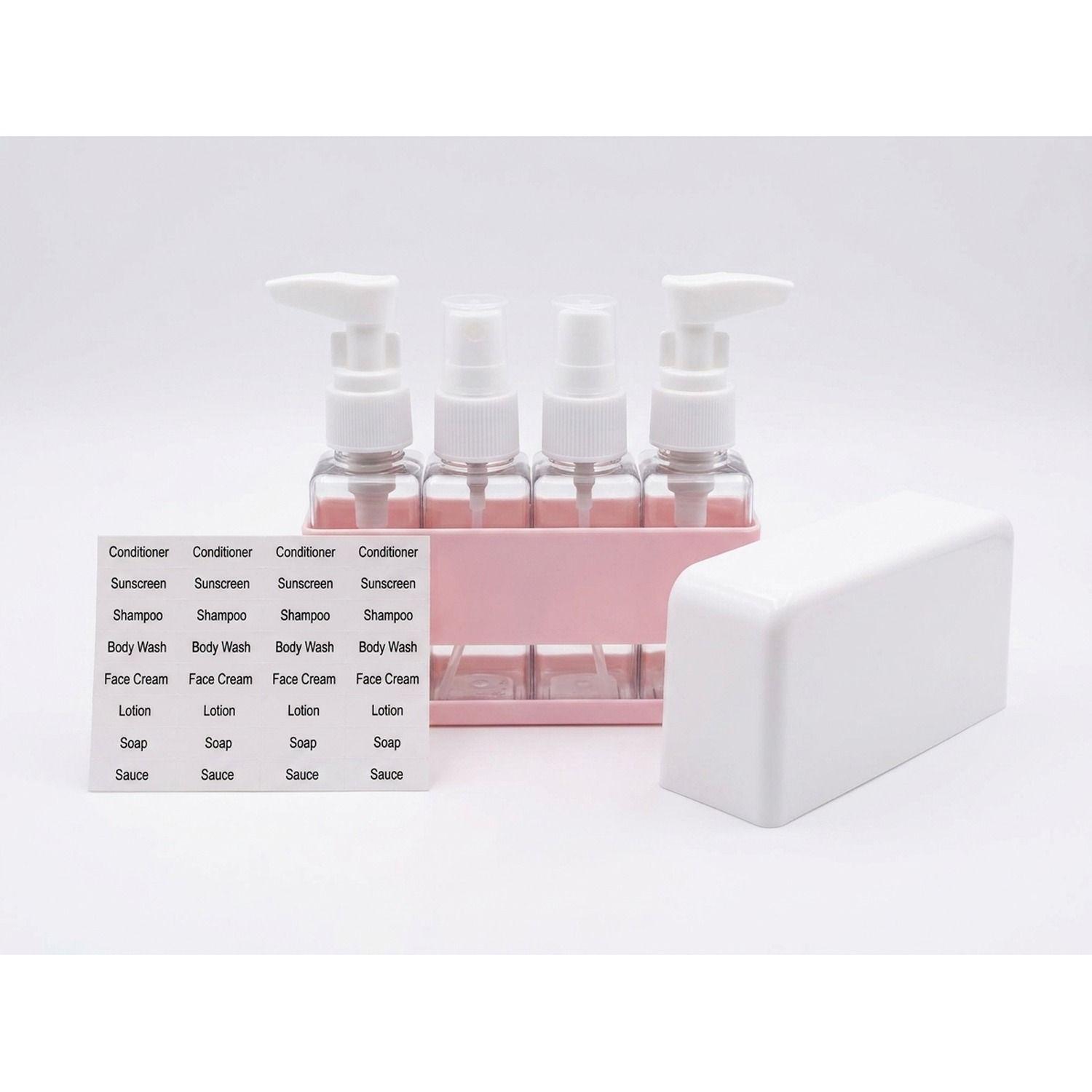 Set 4 Botellas Spray Organizador Baño Rosa 12cm-0