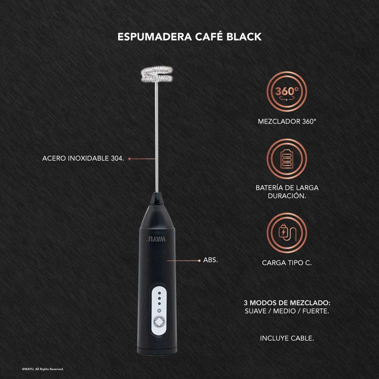 Espumador De Café Eléctrico Wayu Negro 21cm-2