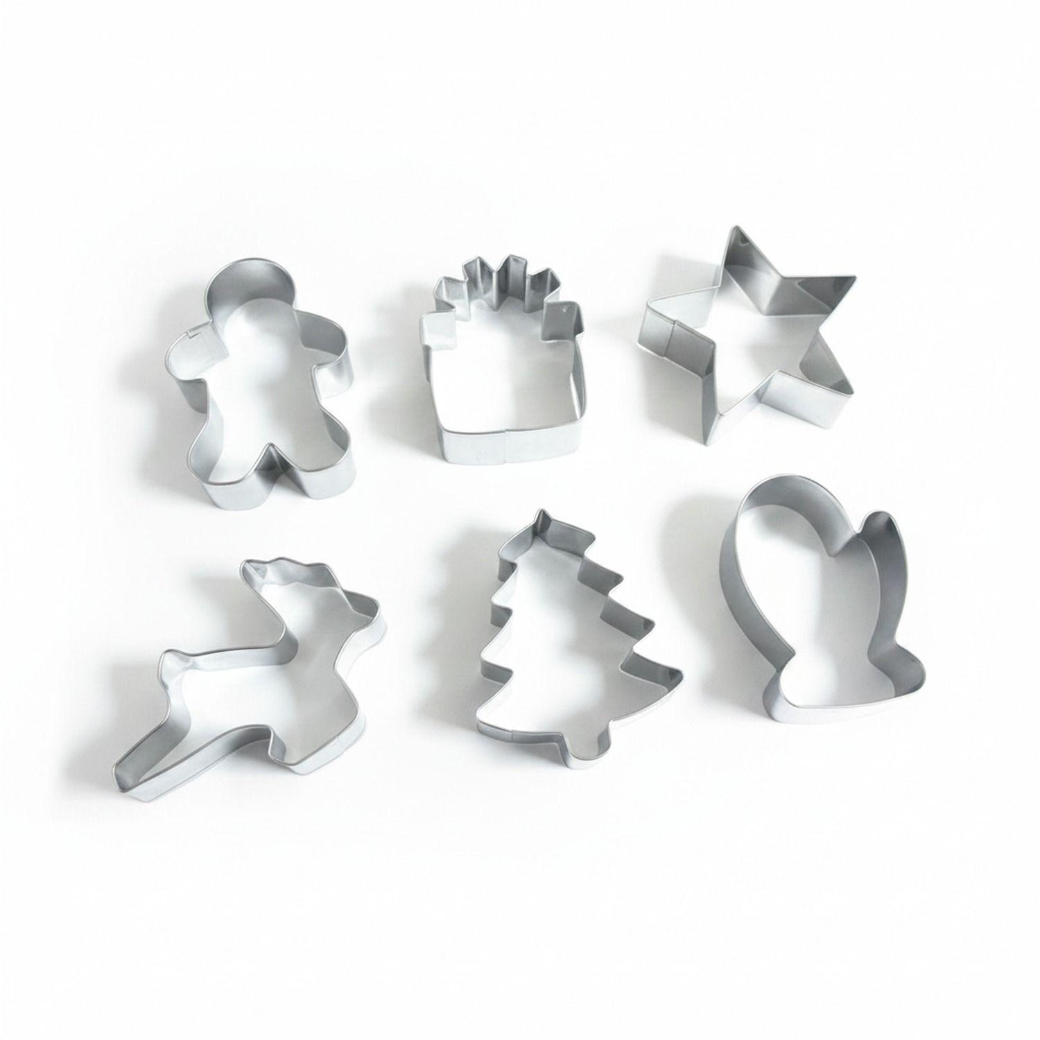 Set 6 Moldes Cortadores Galletas Navidad Acero Inoxidable-0