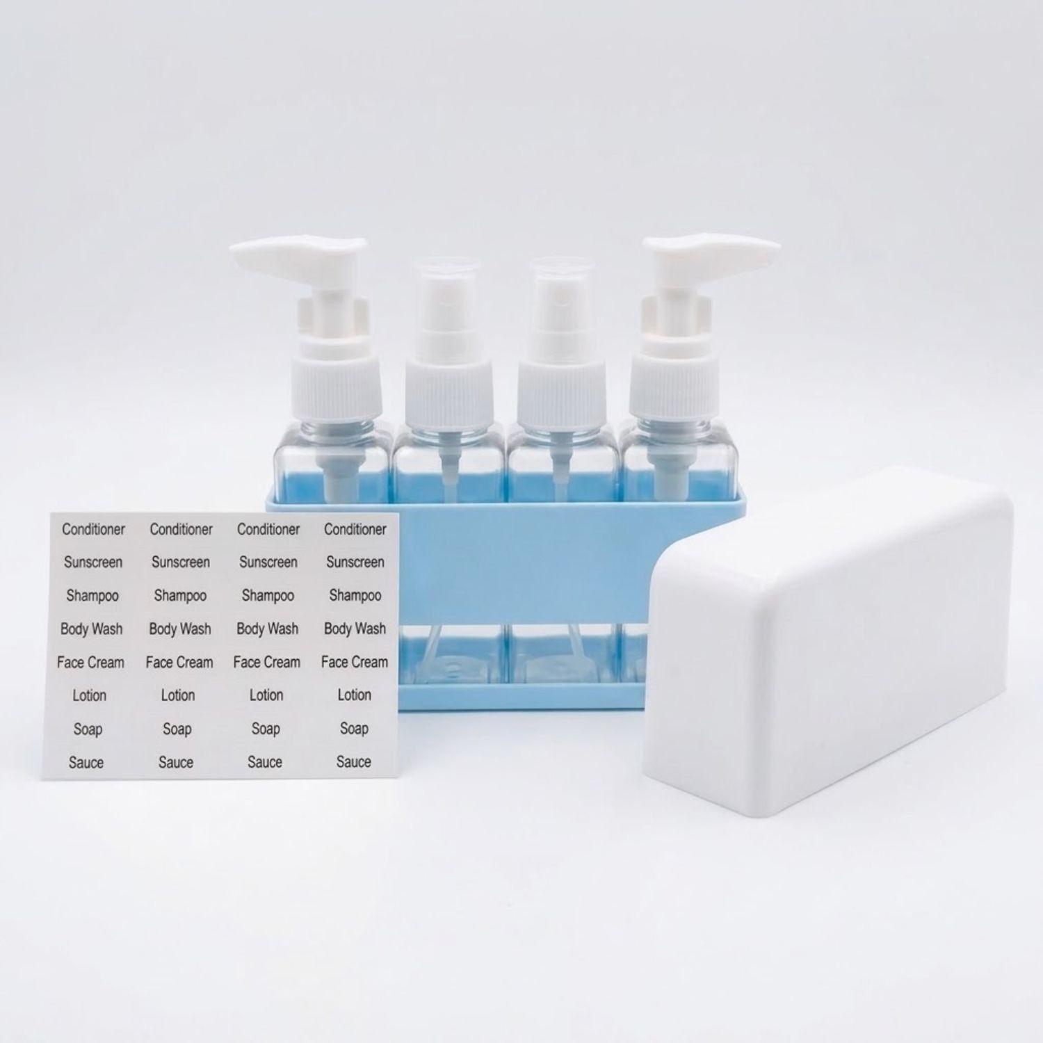 Set 4 Botellas Spray Organizador Baño Azul 12cm-0