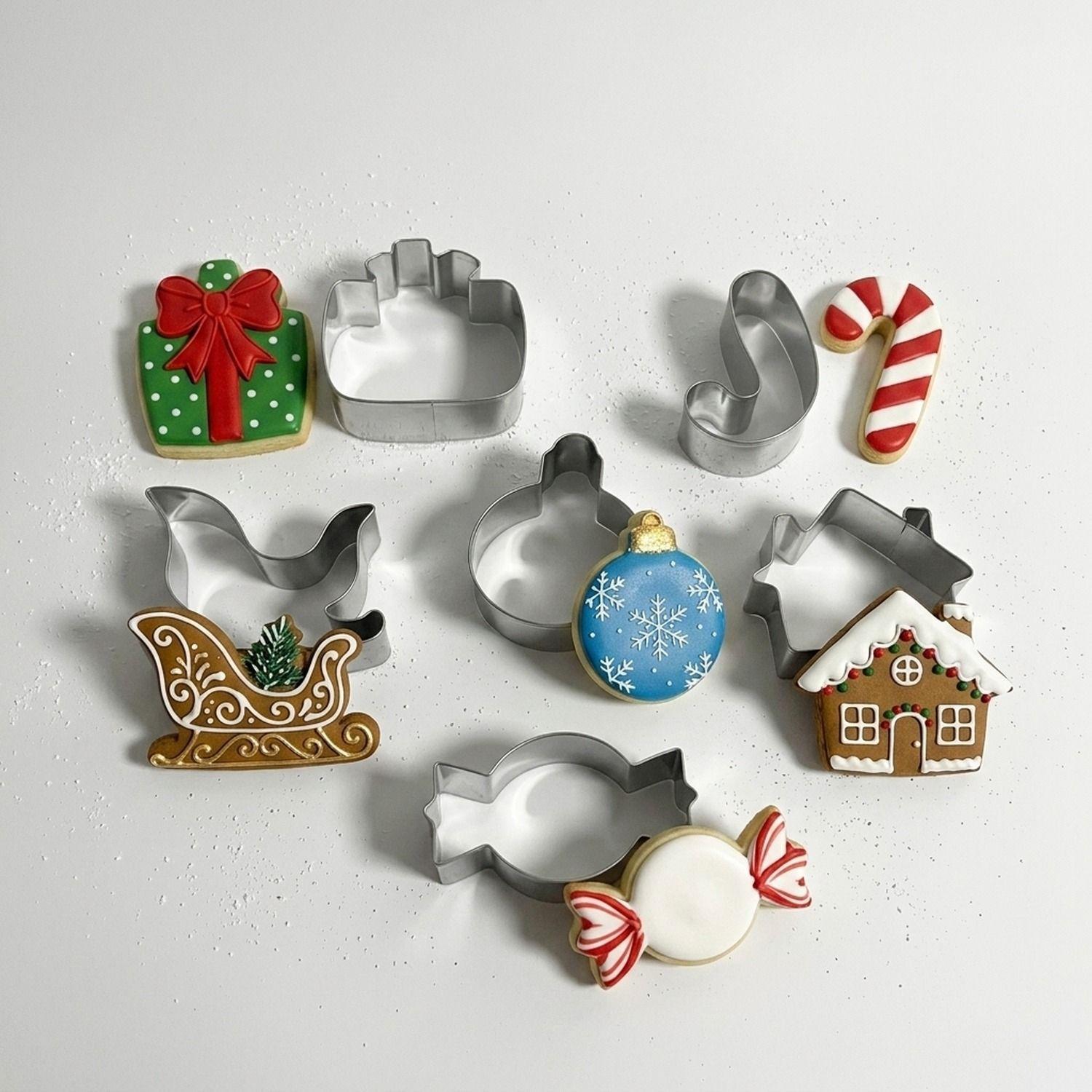 Set 6 Cortadores Galletas Navideñas Acero Inoxidable-0