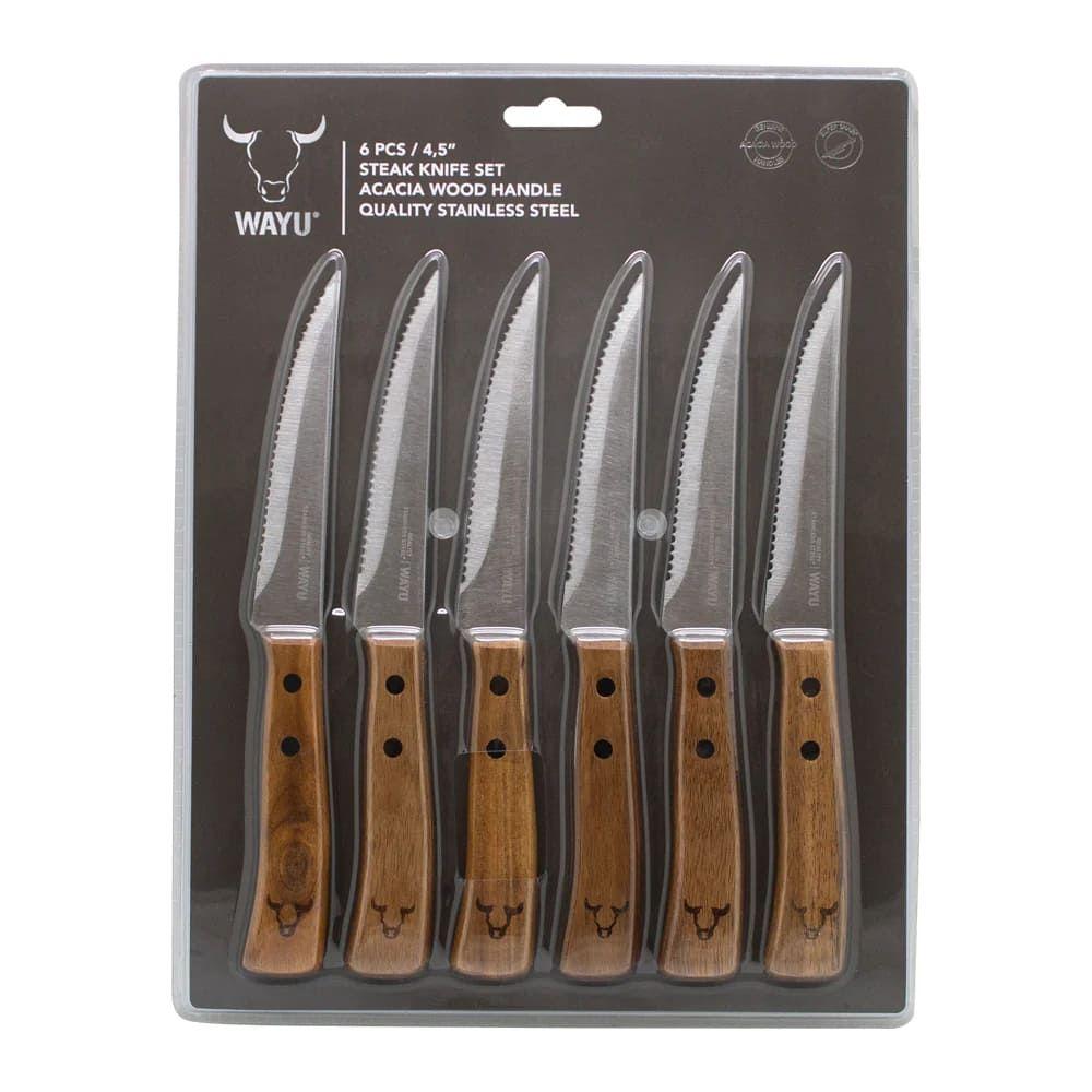 Juego Cuchillos Prm 6pcs Wayu 14cm Asado Bbq Cocina-5