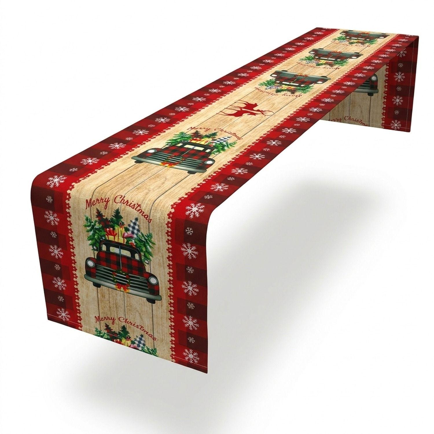 Camino Mesa Navideño 180x36cm Decoración Fiestas-0
