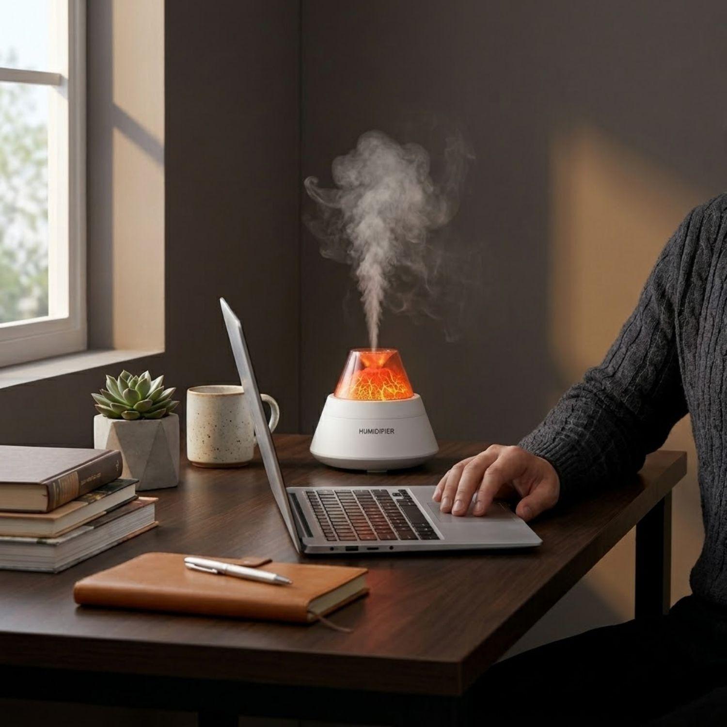 Humidificador Volcan Silencioso 250mL Aromatico Hogar Blanco-3