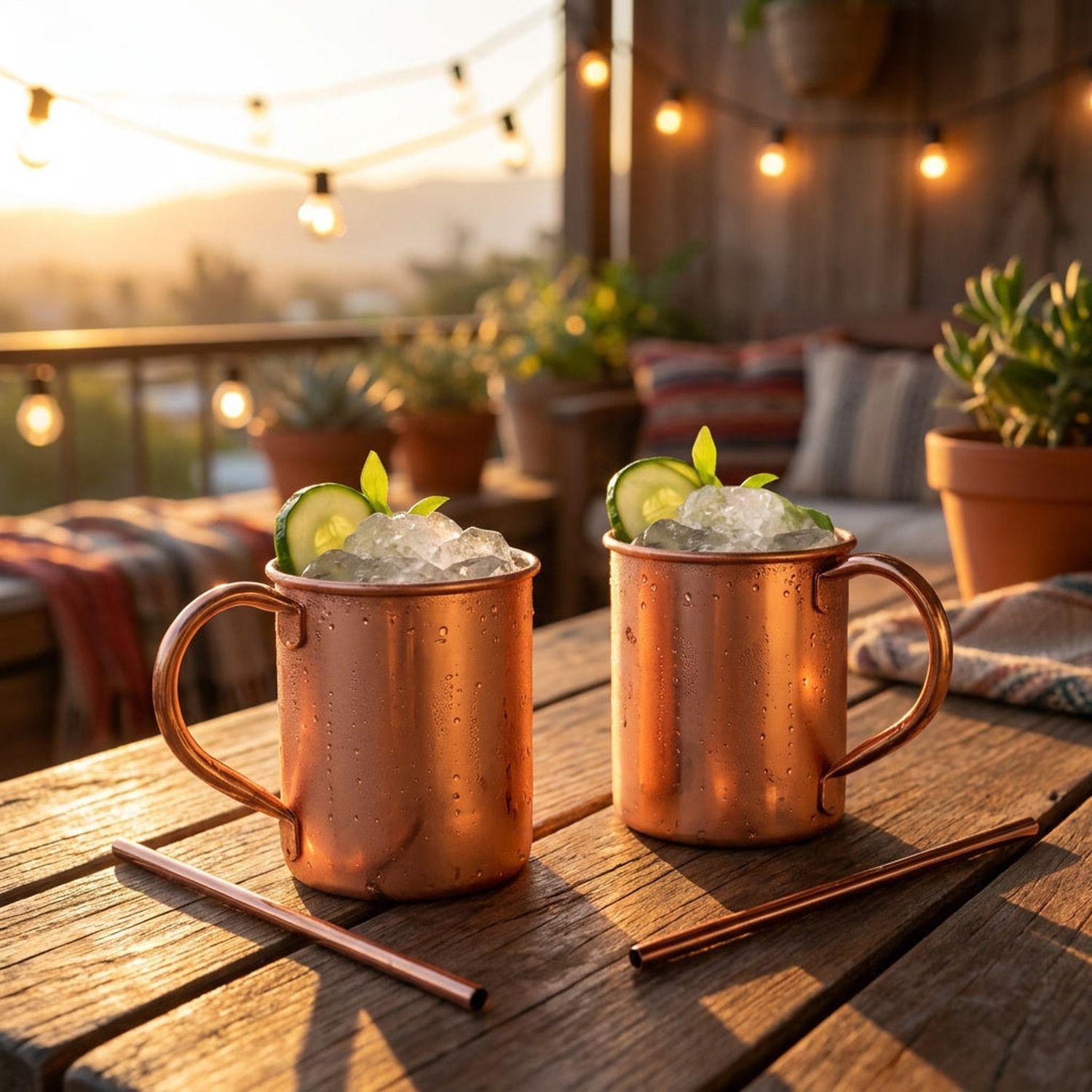 Set 2 Mug Moscow Mule Acero Inoxidable Cobre 430ml-1