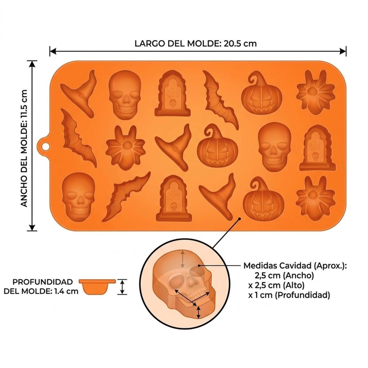 Molde Silicona Halloween 18 Cavidades Repostería Naranja-8