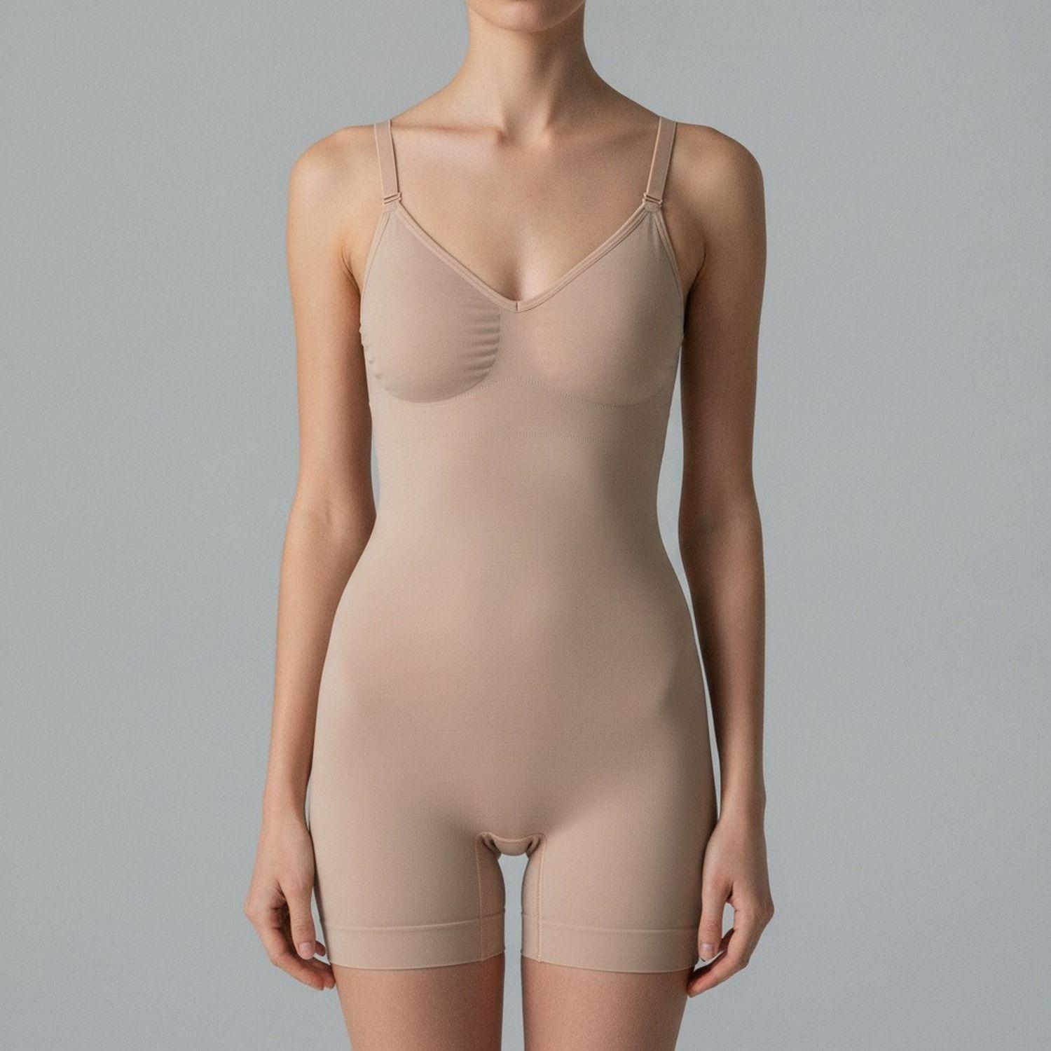 Body Faja Reductora Pantaleta Tirantes Beige XS/S-1