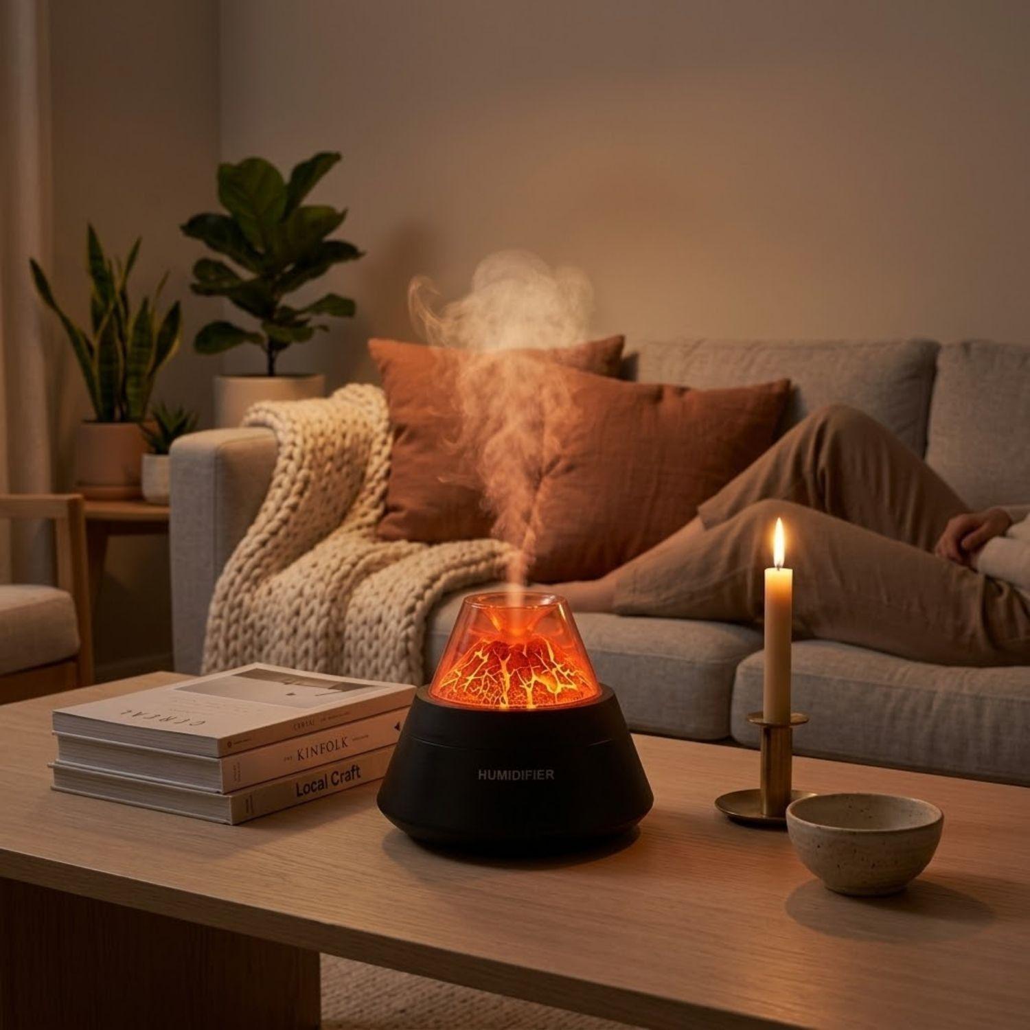 Humidificador Volcan Silencioso 250mL Aromatico Hogar Negro-3