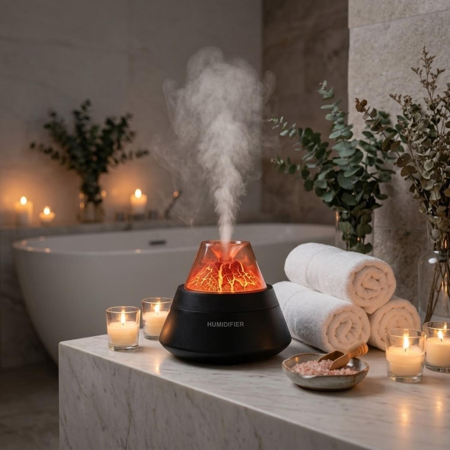 Humidificador Volcan Silencioso 250mL Aromatico Hogar Negro-4