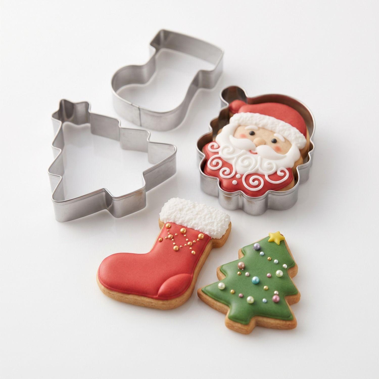 Set 3 Cortadores Galletas Navidad Acero Inoxidable-0