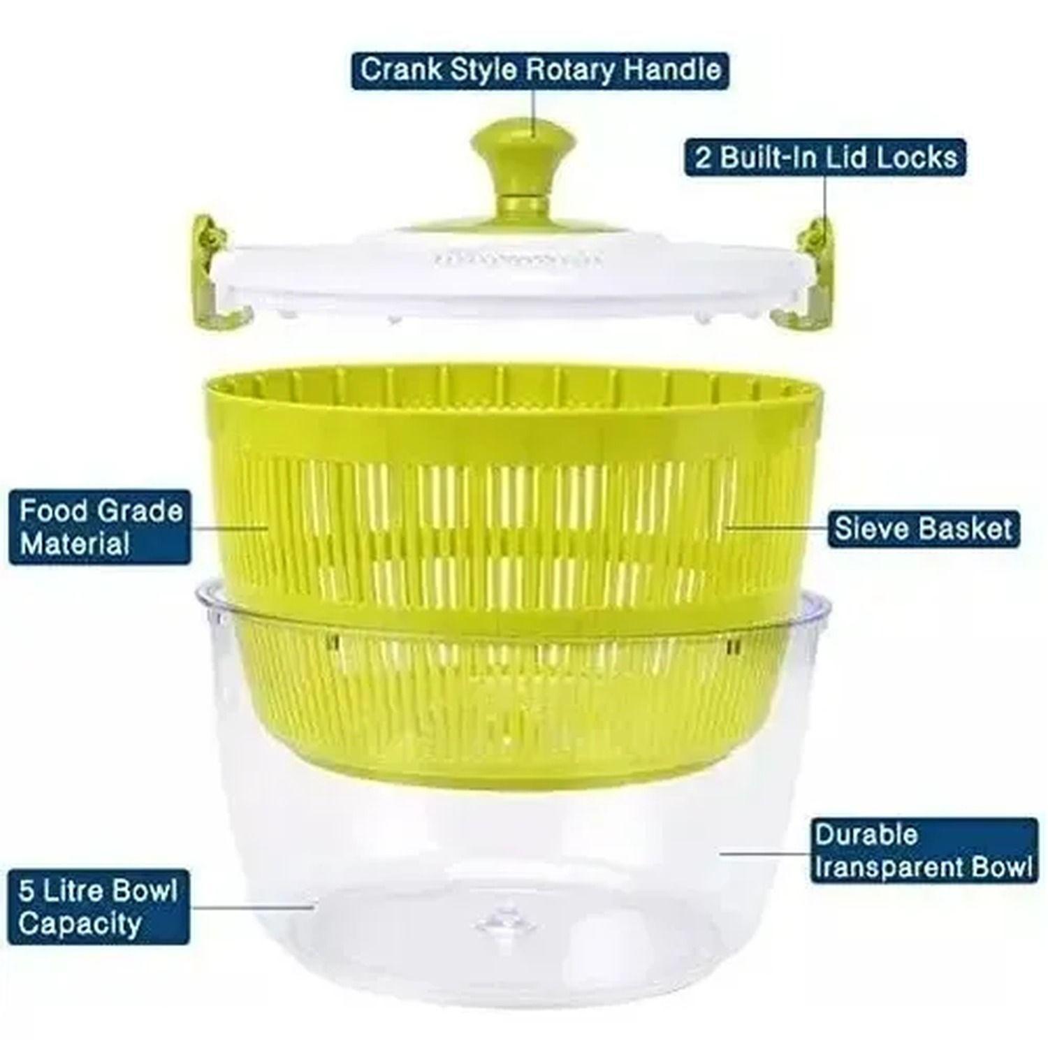 Centrifuga Secador Lechuga Frutas Verduras Verde 15cm-4