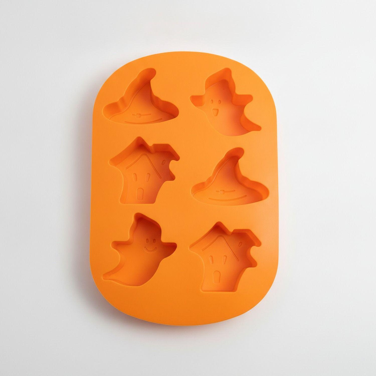 Molde Silicona Halloween 6 Cavidades Fantasmas Naranja-0