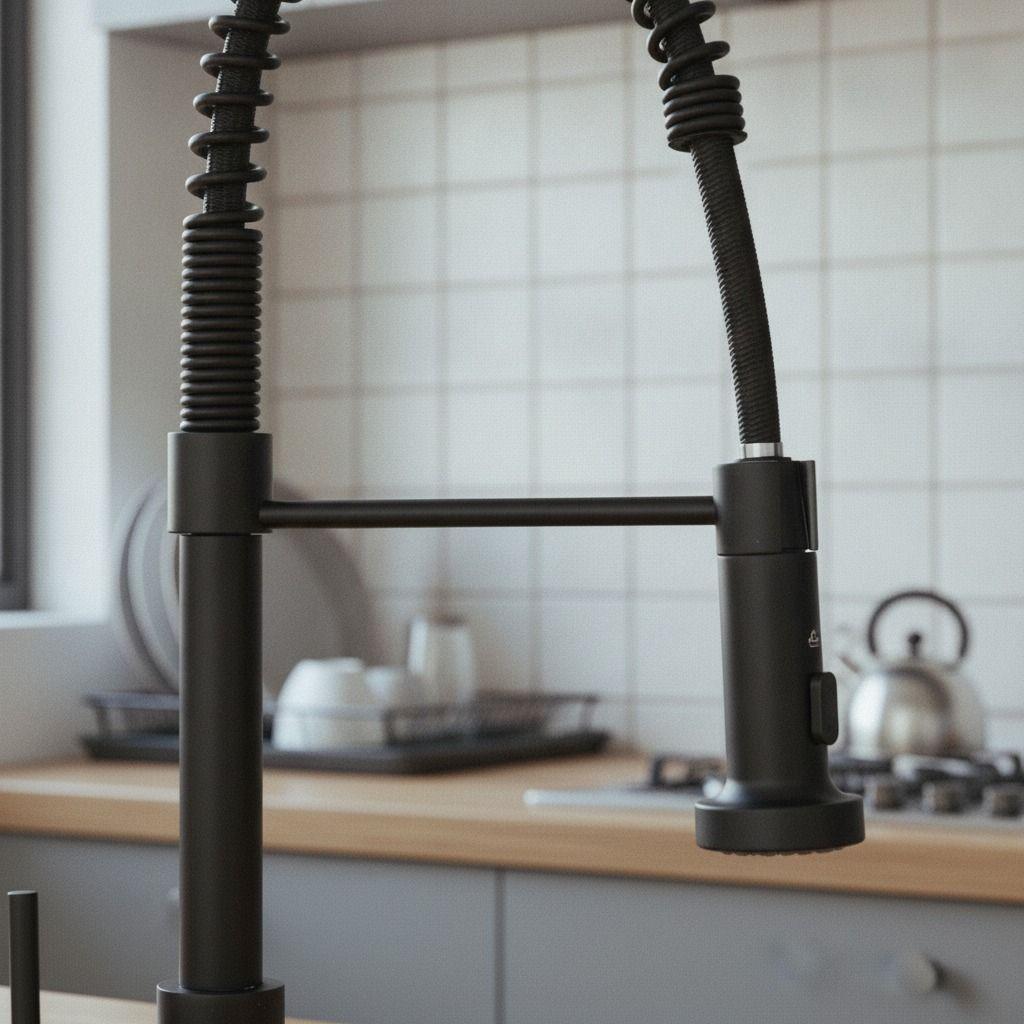 Grifo Cocina Monocomando Negro Cabezal Extraíble-6