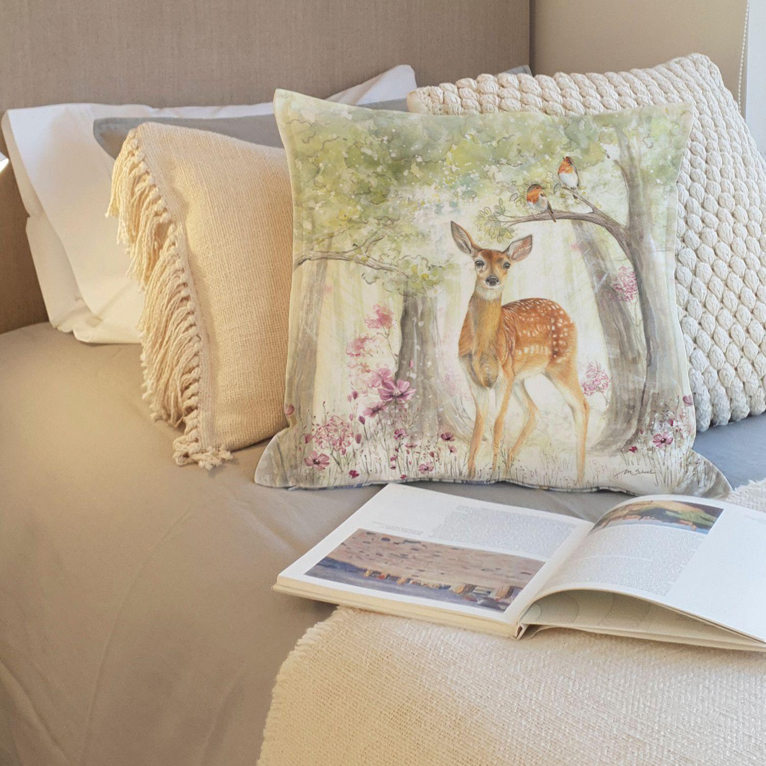 FUNDA COJÍN ALGODÓN  BAMBI BOSQUE  45X45-1